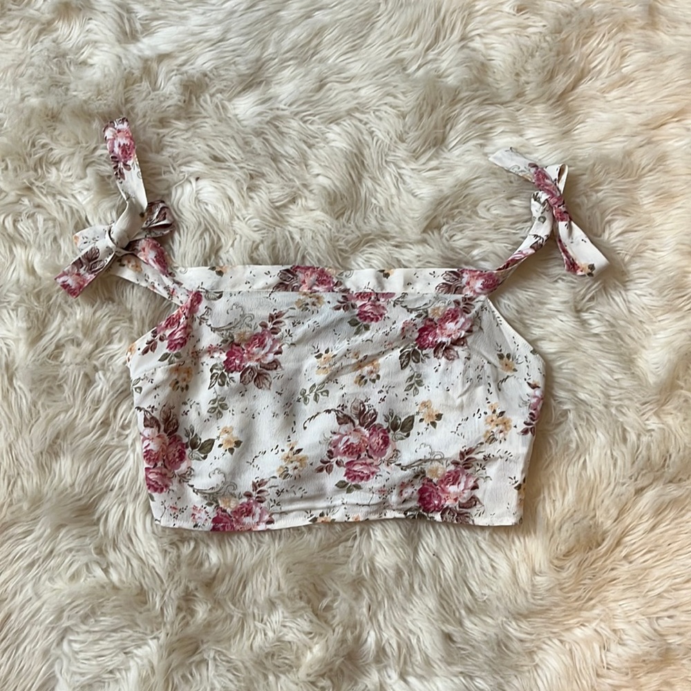REFORMATION Tie Strap Floral Crop